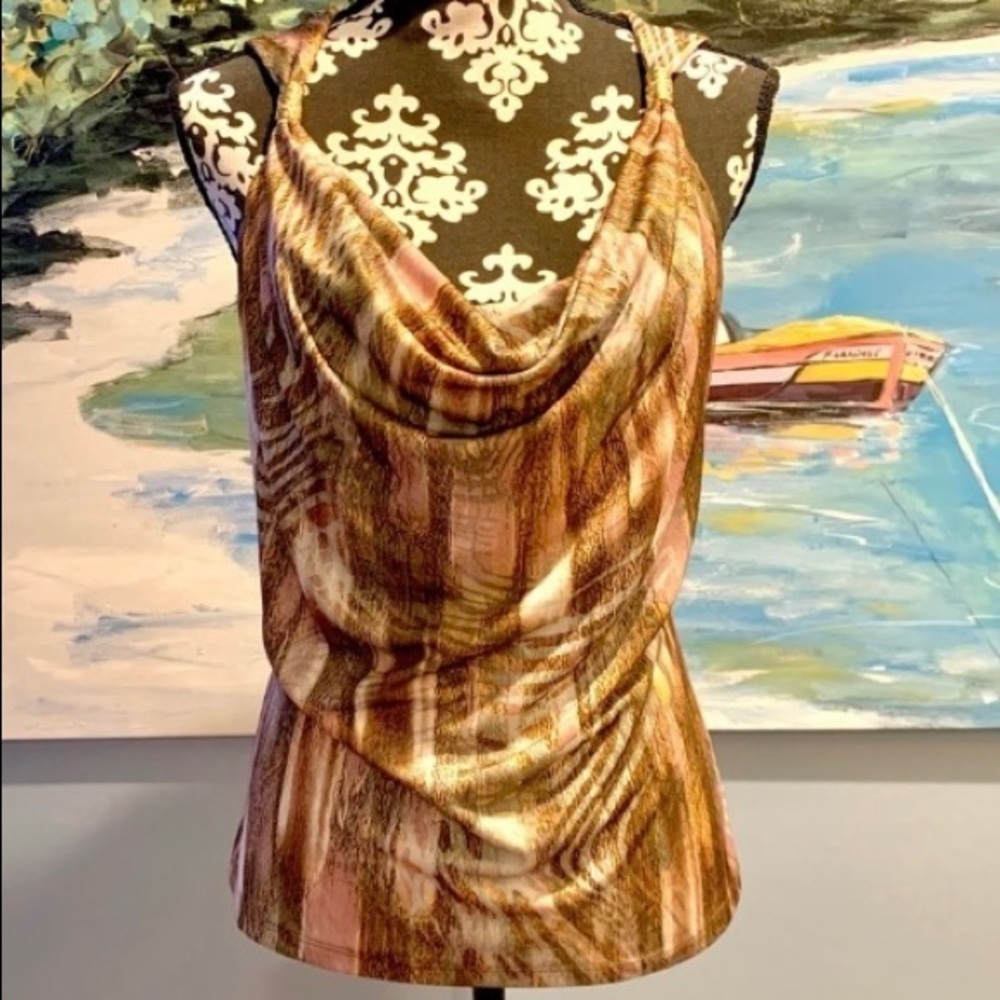 Cache,Beautiful Colors,Scoop Neck w/ Gold Accents Cache, Excellent Con.,Size L - Picture 2 of 8